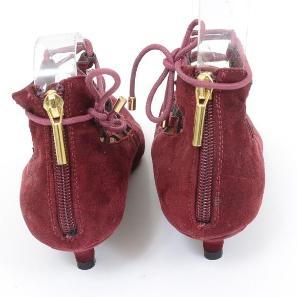 Comfortview Women's 9M Burgundy Lace Up Kitten Heel Pointy Toe Pumps Whimsigoth - Picture 5 of 10